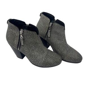 Rag & Bone Ankle Booties Women 38 Gray Textured Leather Side Zip Heel